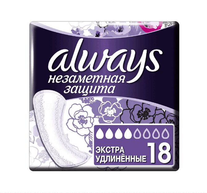 Изображение товара Always Незаметная защита Прокладки ежедневные ароматизированные Экстраудлиненные 18 шт