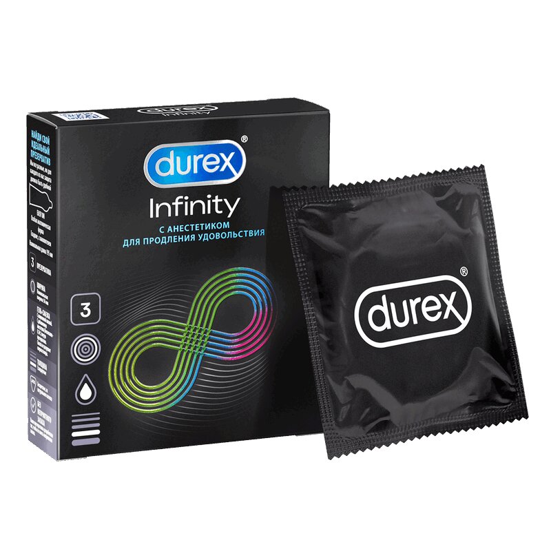 Изображение товара Презервативы Durex Infinity с анестетиком для продления акта 3 шт