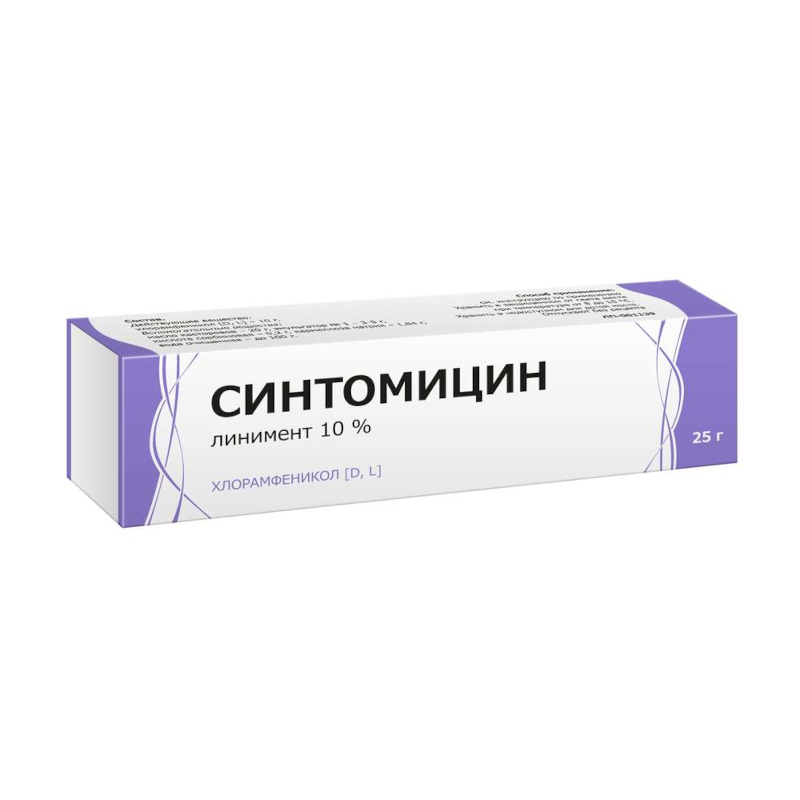 

Синтомицин линимент 10% туба 25 г