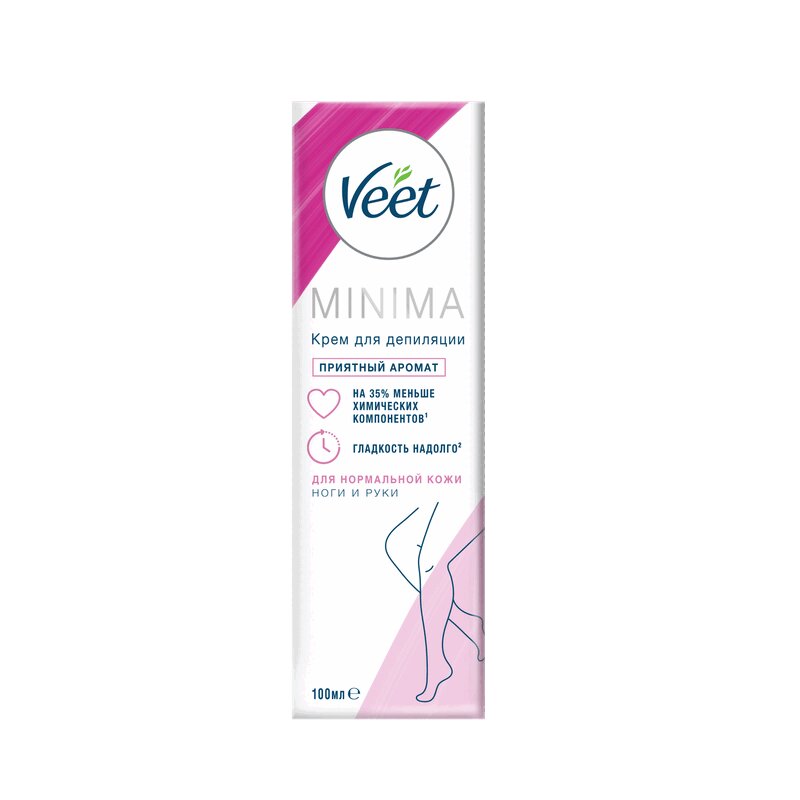 Veet Минима Крем для депиляции для нормальной кожи 100 мл вит veet полоски восковые д лица бархатная роза эфирные масла 20