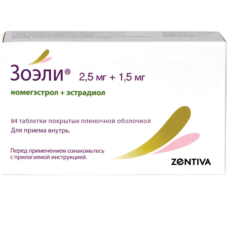 Изображение товара Зоэли 2,5 мг + 1,5 мг гормональный контрацептив, 84 таблетки
