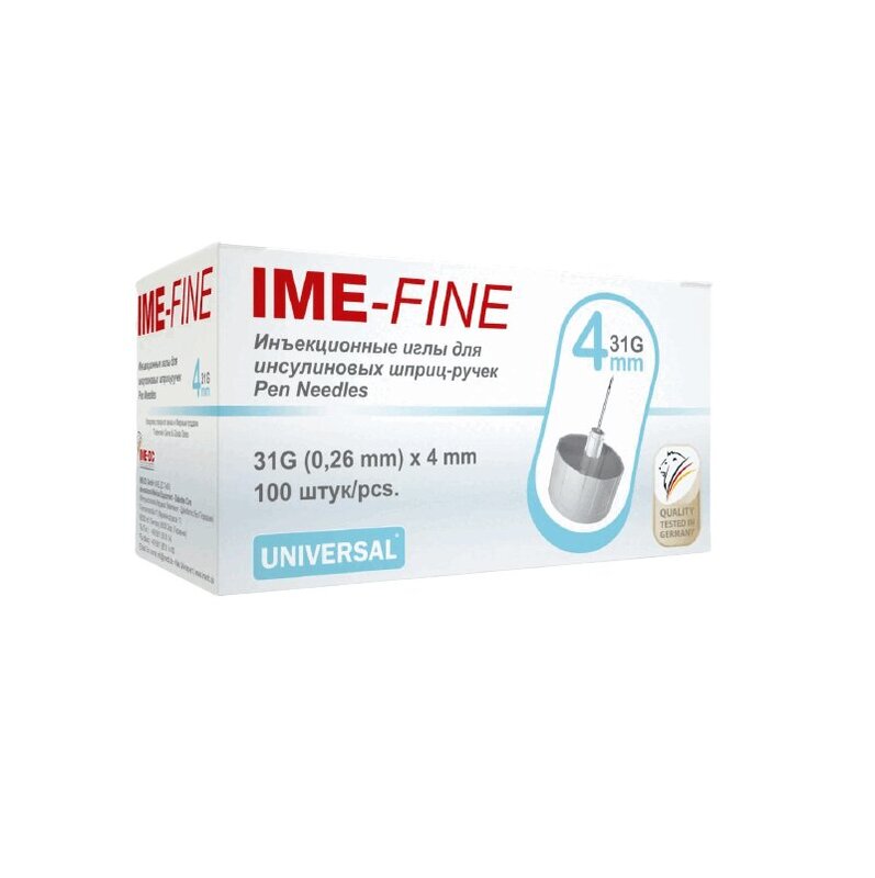 

Ime-Fine Иглы универсальные д/шприц-ручки 31G 0,26х4мм 100 шт