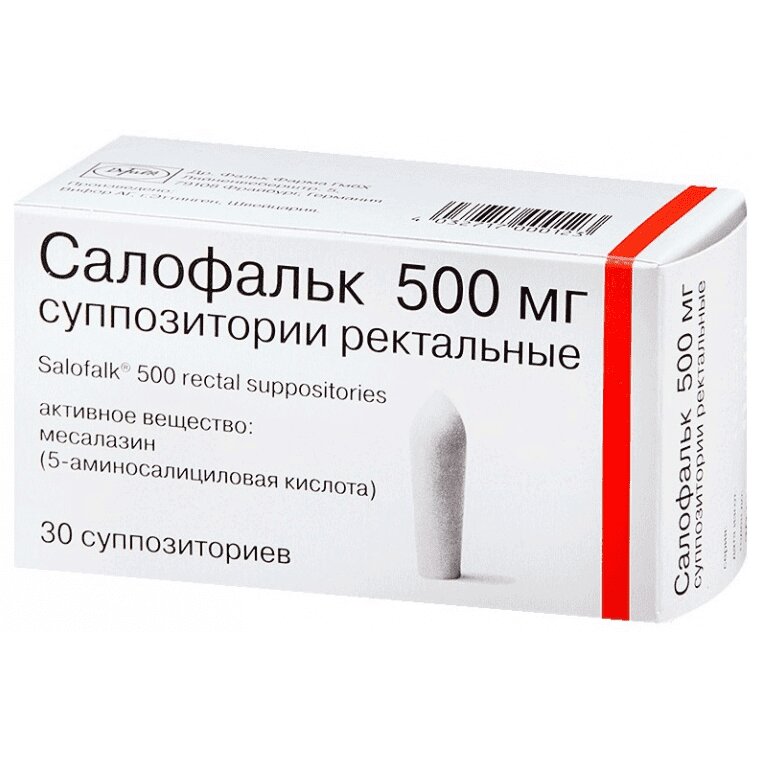 Изображение товара Салофальк 500 мг суппозитории ректальные 30 шт – лечение воспаления кишечника