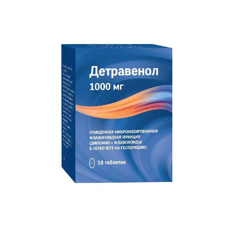 

Детравенол таб.п.п.о.1000мг №18