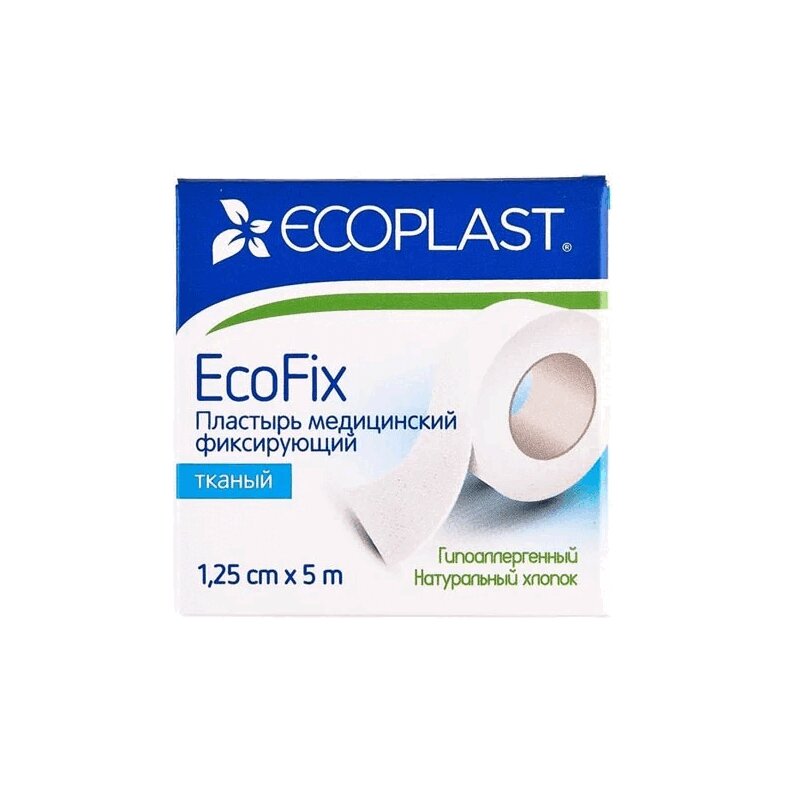 Изображение товара Медицинский гипоаллергенный фиксирующий пластырь EcoFix 1,25 см х 5 м