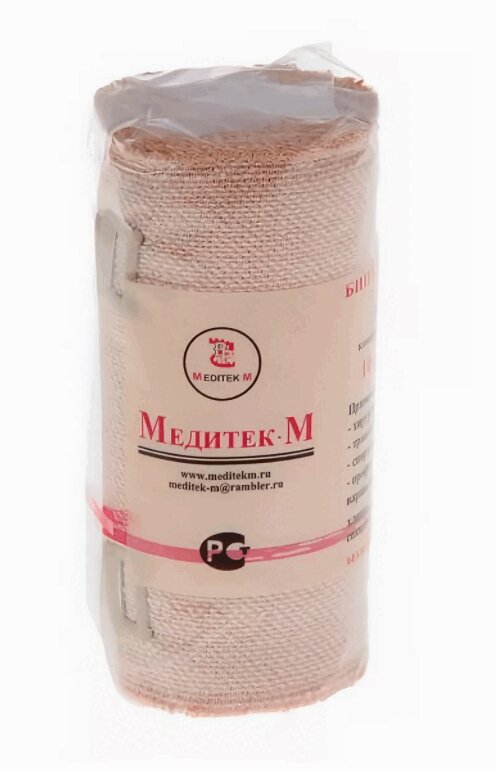 Изображение товара Медицинский компрессионный бинт высокой растяжимости 1 класс 10 см 5 м Медитек