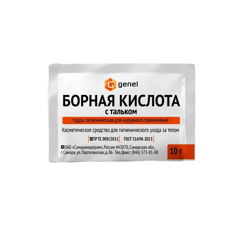 

Борная кислота с тальком пудра гигиеническая для наружного применения порошок 10 г 1 шт