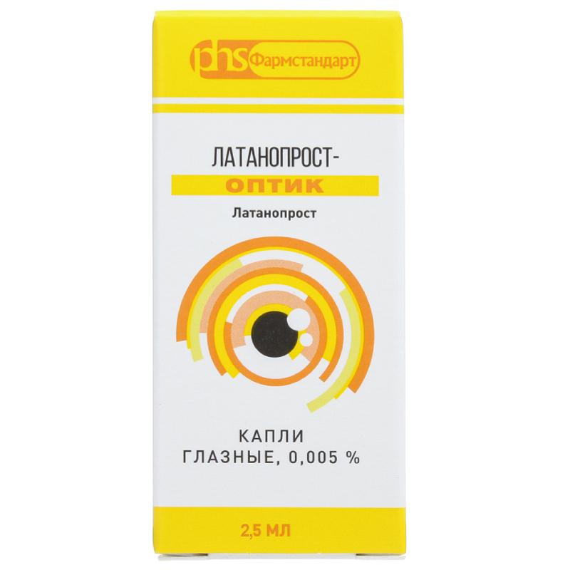 Изображение товара Глазные капли Латанопрост-Оптик 0,005% 2,5 мл для снижения давления при глаукоме