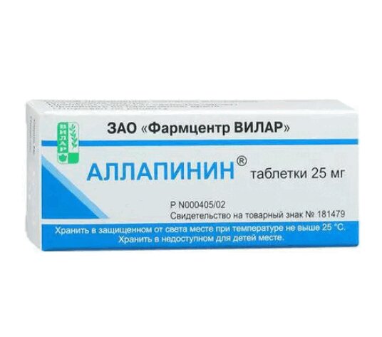 Изображение товара Аллапинин 25 мг таблетки для лечения аритмий 30 шт России