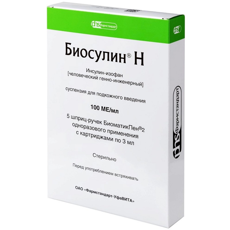 Изображение товара Биосулин Н 100 МЕ/мл суспензия для подкожного введения 5 шт