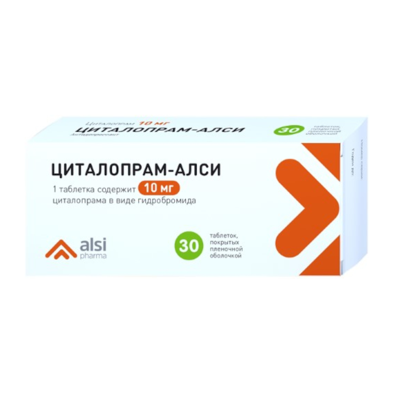 Изображение товара Циталопрам-АЛСИ таблетки 10 мг 30 шт для лечения депрессии и панических расстройств