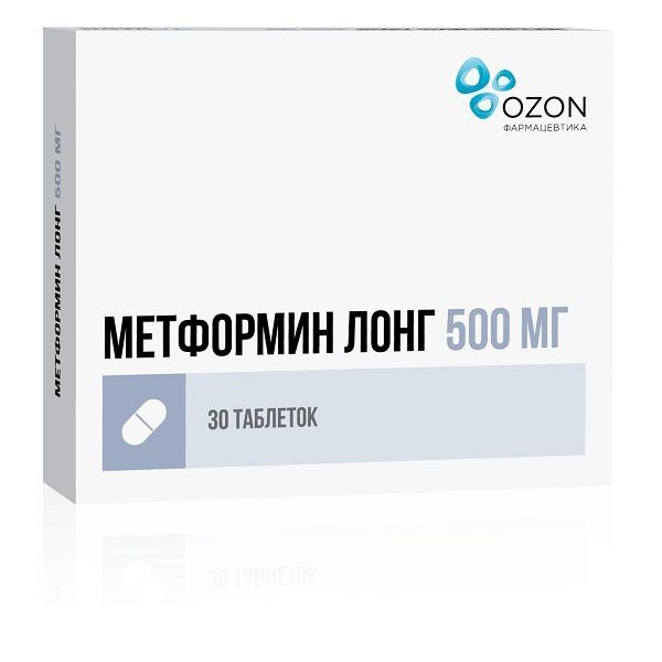 

Метформин Лонг таблетки 500 мг 30 шт
