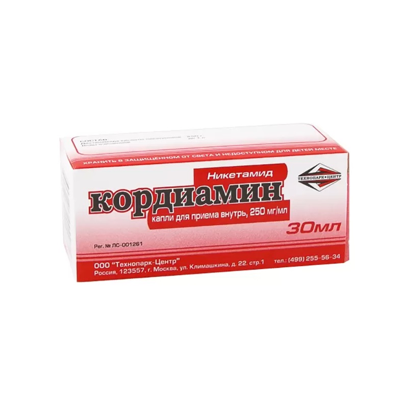Изображение товара Кордиамин 250 мг/мл капли для стимуляции ЦНС и дыхательного центра 30 мл