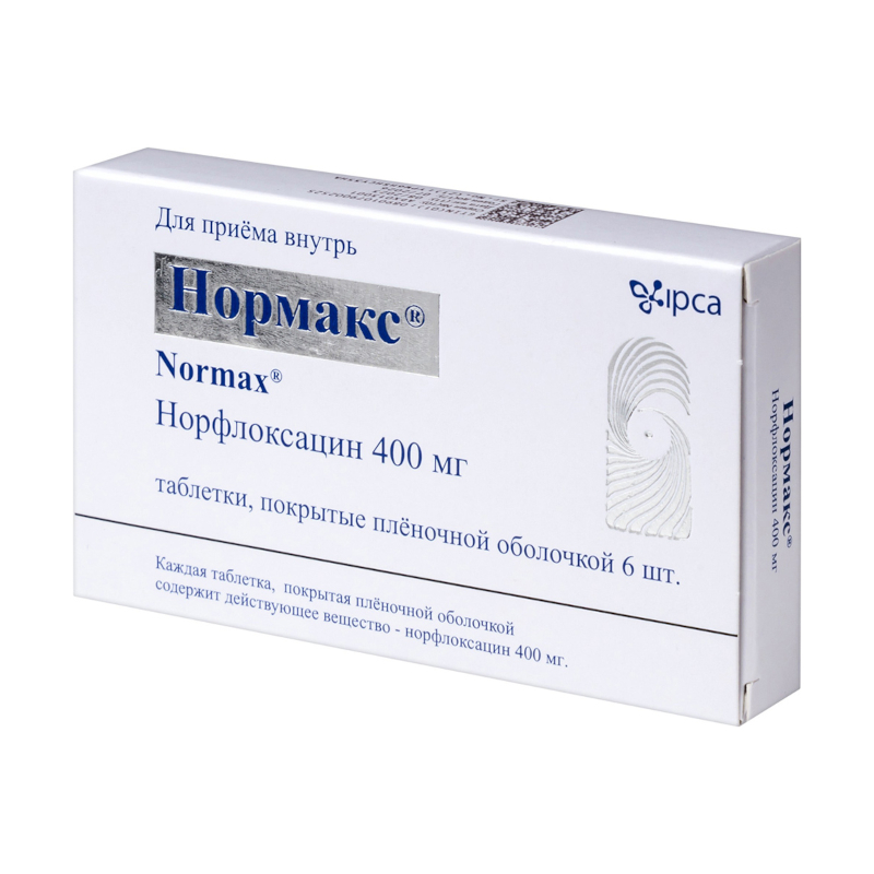 Изображение товара Нормакс 400 мг таблетки 6 шт для лечения инфекций мочевыводящих путей