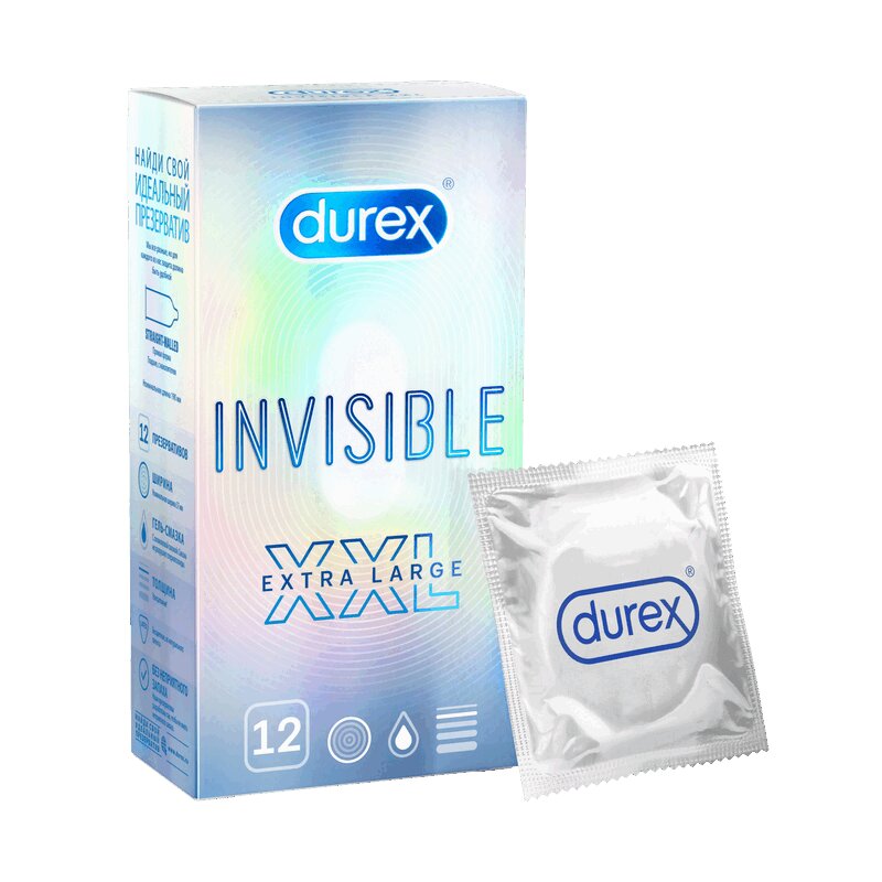 Durex Инвизибл XXL Презервативы 12 шт durex dual extase презервативы 3 3 шт