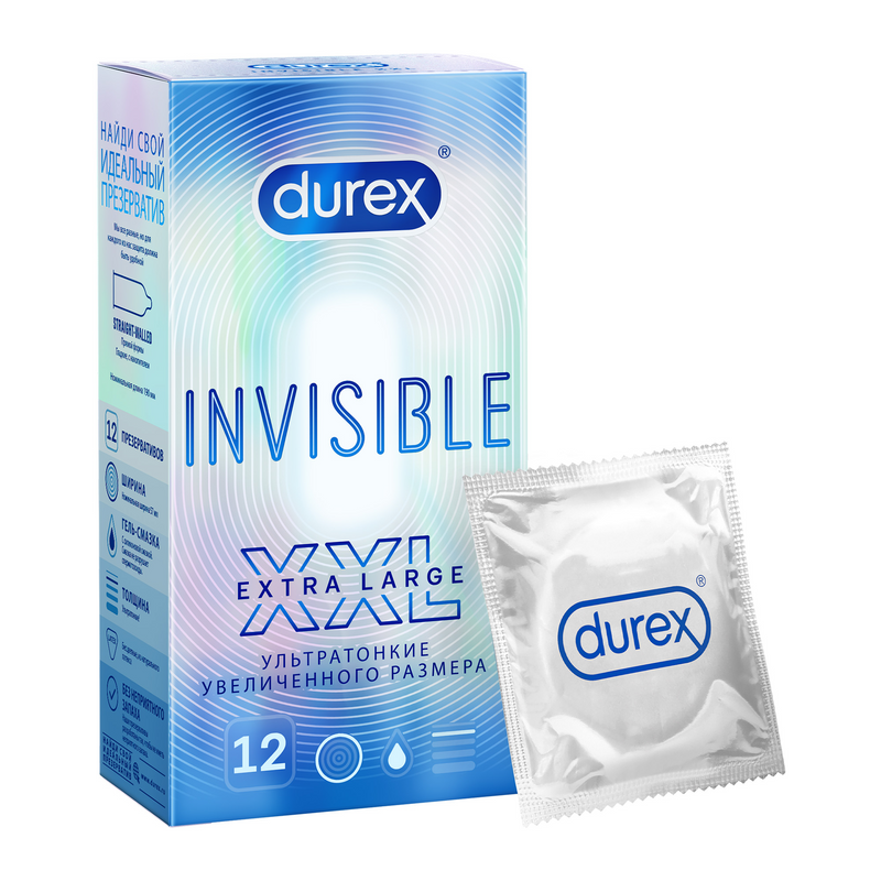 Durex Инвизибл XXL Презервативы 12 шт
