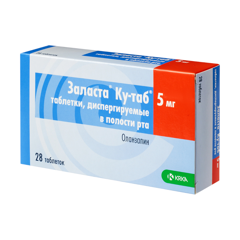 Изображение товара Заласта Ку-таб 5 мг таблетки диспергируемые 28 шт для лечения психозов и мании