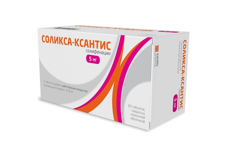 Изображение товара Таблетки Соликса-Ксантис 5 мг 60 шт для лечения гиперактивного мочевого пузыря