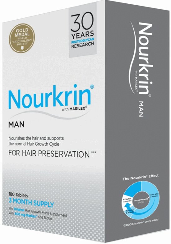 Изображение товара Нуркрин Ман таблетки для роста волос для мужчин 180 шт - укрепление и стимуляция роста