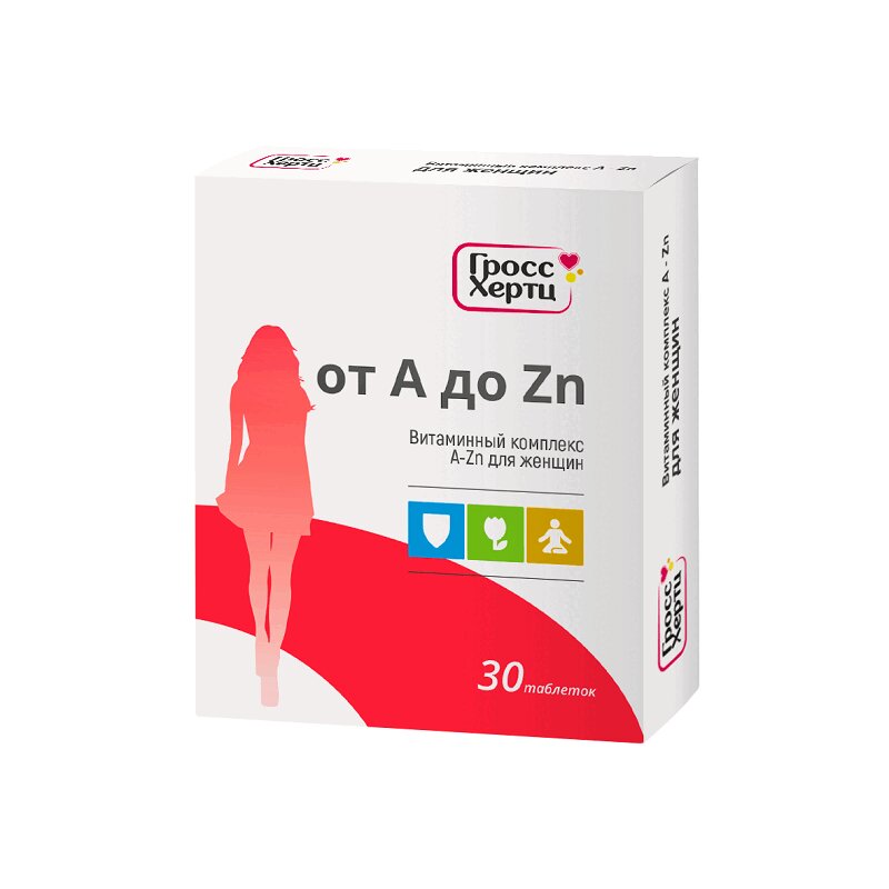 Гроссхертц Комплекс для женщин от A до Zn таблетки 30 шт солгар мультивитаминный комплекс для женщин таб 60