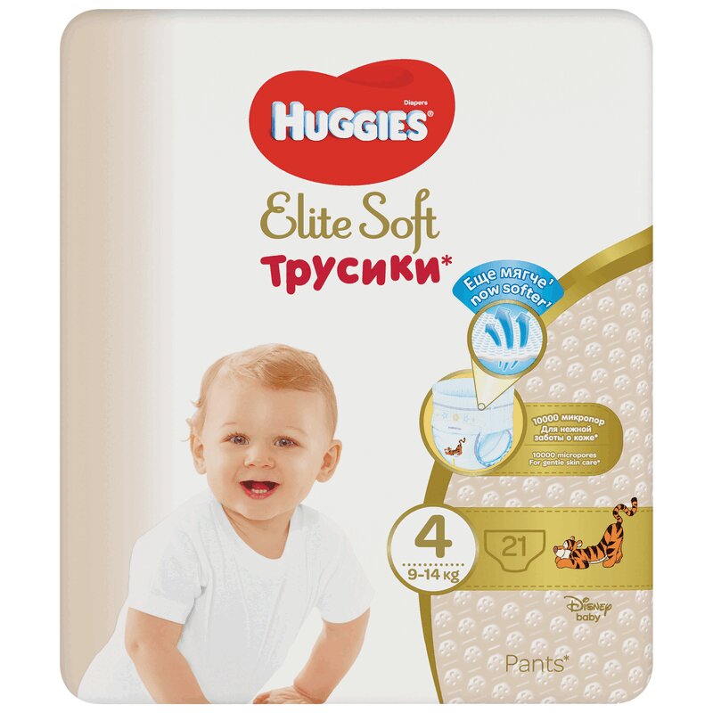 Huggies Элит Софт Подгузники-трусики разм.4 (9-14 кг) 21 шт хаггис трусики подгузники 4 д девочек 9 14кг 17