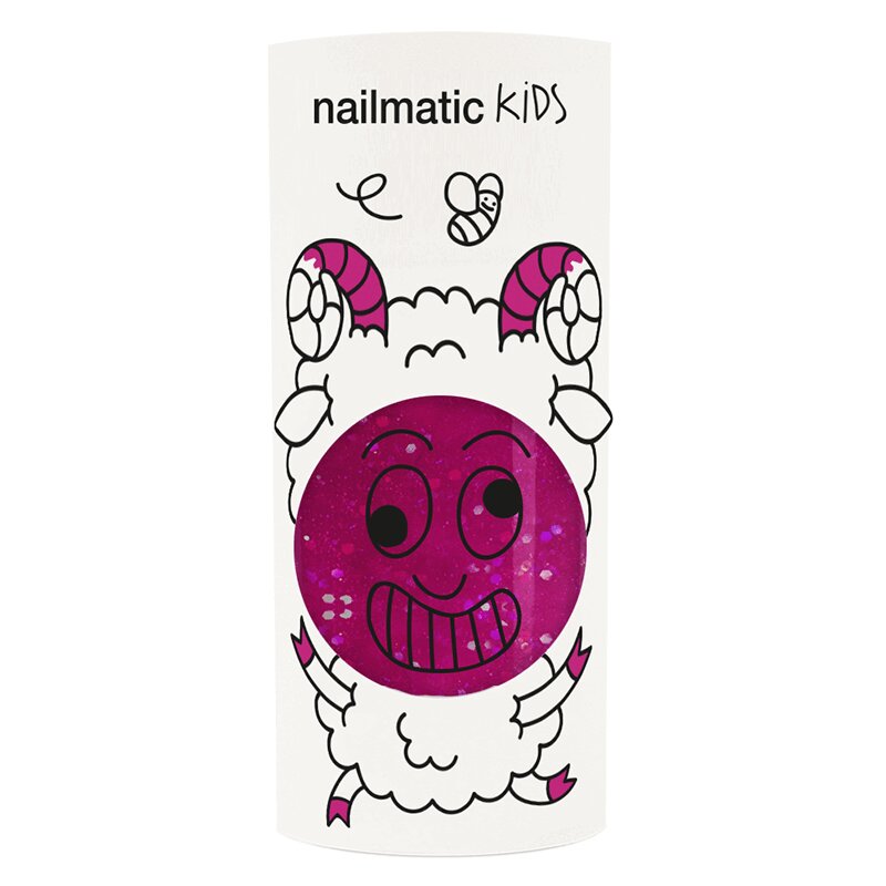 Nailmatic Лак детский малиновый с блестками 8 мл ласка жидкость для снятия лака волшебная ласка 3 в 1 с витаминами в5 е без ацетона пластик