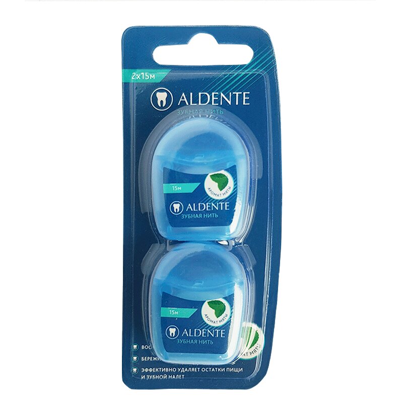 Альденте Нить зубная Ментол 15 м 2 шт pasta del capitano нить зубная dental floss 50 м