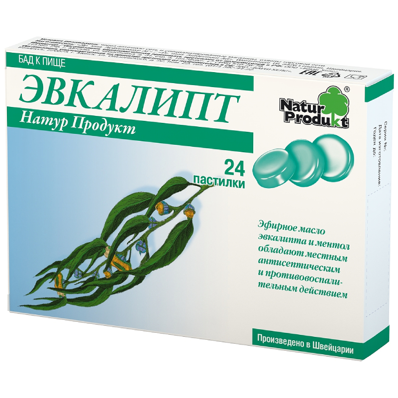 

Натур Продукт Эвкалипт пастилки для рассасывания 24 шт