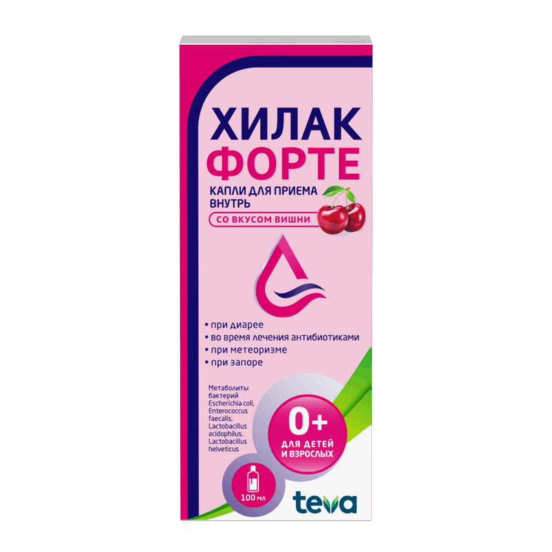 Изображение товара Хилак Форте капли для внутрь вишня 100 мл - восстановление кишечной микрофлоры