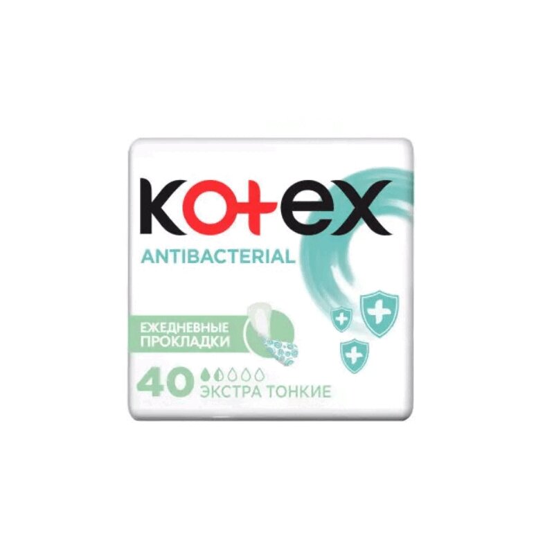Kotex Прокладки Экстра ежедневные антибактериальные тонкие 40 шт kotex natural ежедневные прокладки нормал органик 20