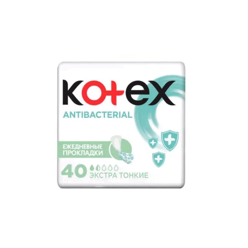 

Kotex Прокладки Экстра ежедневные антибактериальные тонкие 40 шт