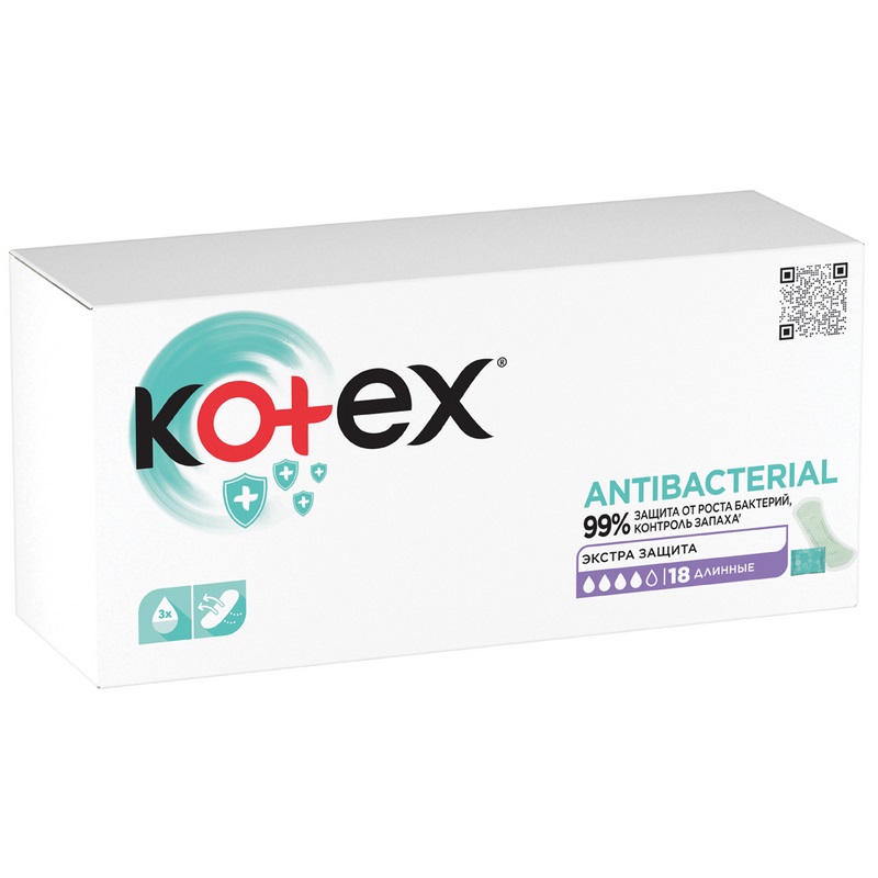Kotex Прокладки ежедневные антибактериальные длинные 18 шт kotex ultraнормал прокладки 20 шт
