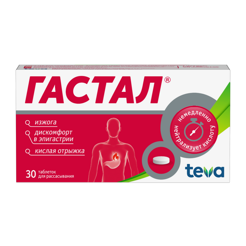 Изображение товара Гастал таблетки для рассасывания 30 шт от изжоги и диспепсии