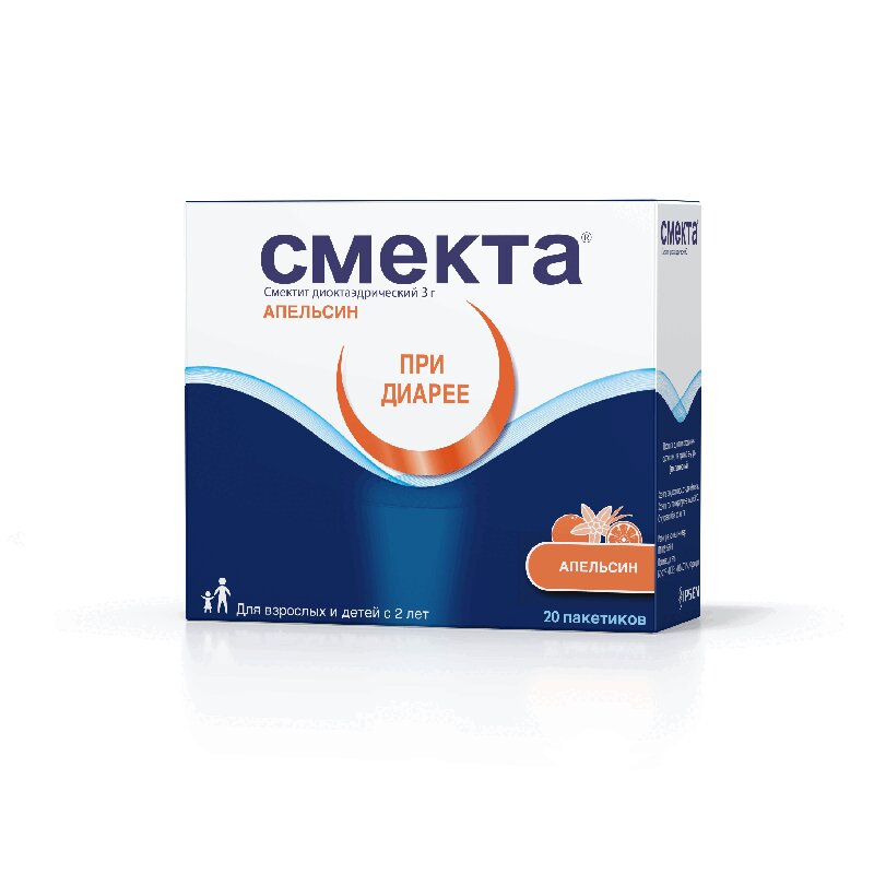 

Смекта 3 г порошок для приготовления суспензии Апельсин 20 шт