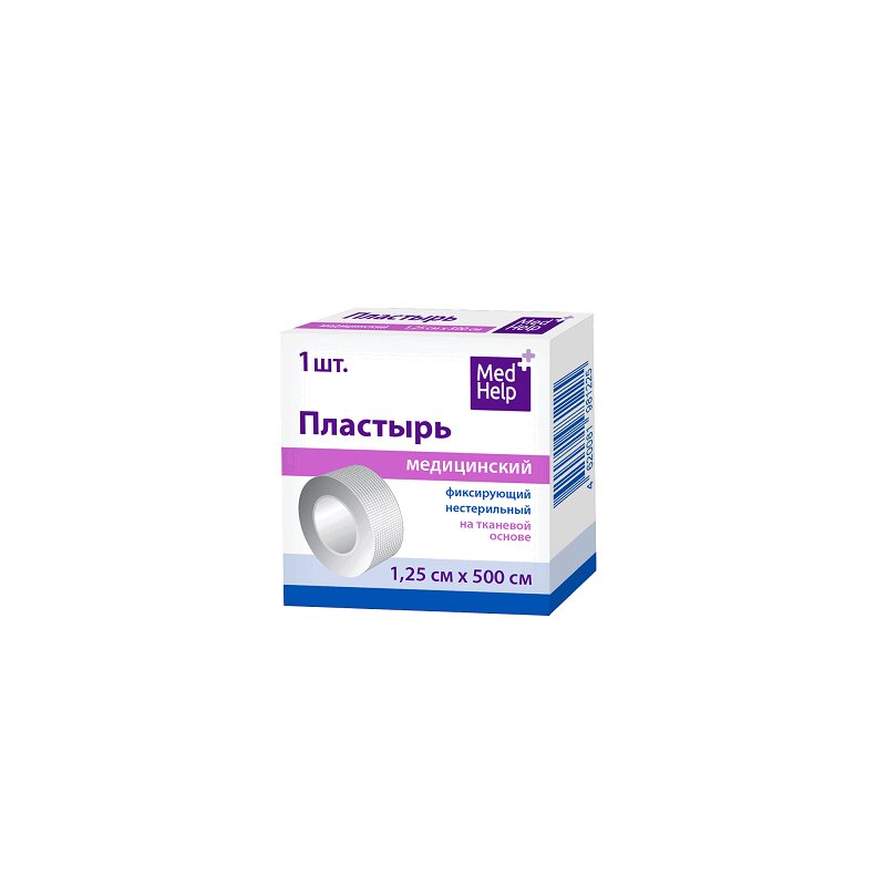 

MedHelp Лейкопластырь фиксирующий на тканевой основе 1,25 см х 500 см
