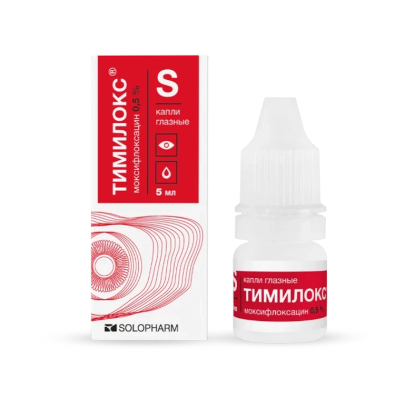 Изображение товара Тимилокс 0 5% капли для глаз 5 мл для лечения бактериальных конъюнктивитов