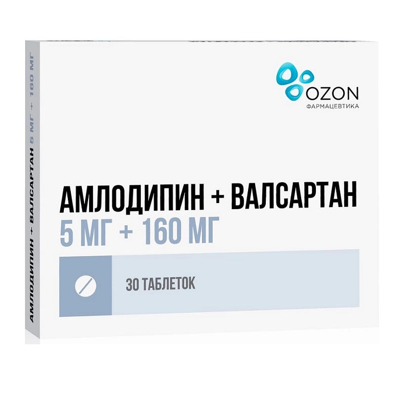 Изображение товара Амлодипин+Валсартан 5 мг+160 мг таблетки 30 шт