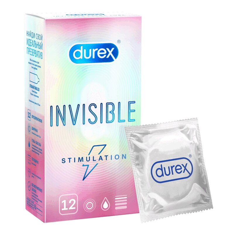 Durex Инвизибл Презервативы со стимулирующей смазкой 12 шт на школьной линейке