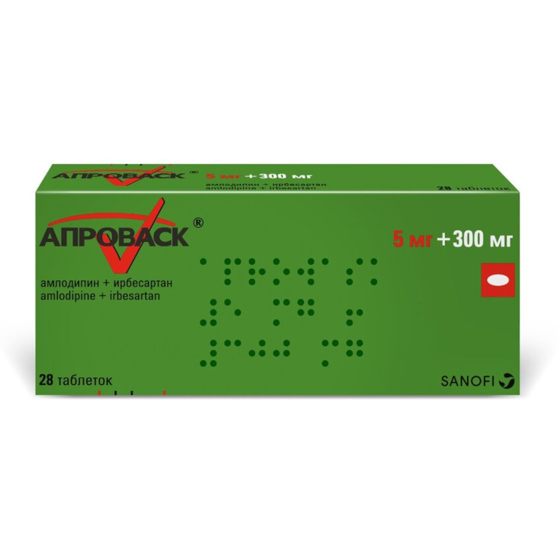 Изображение товара Апроваск 5 мг + 300 мг таблетки 28 шт - комбинированный препарат для гипертензии