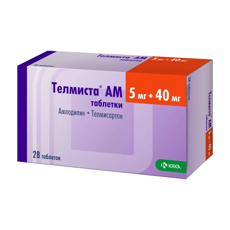 Изображение товара Телмиста АМ 5 мг + 40 мг таблетки для лечения гипертензии