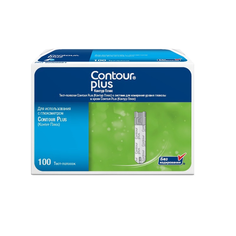 

Contour Plus Тест-полоски для глюкометра 100 шт