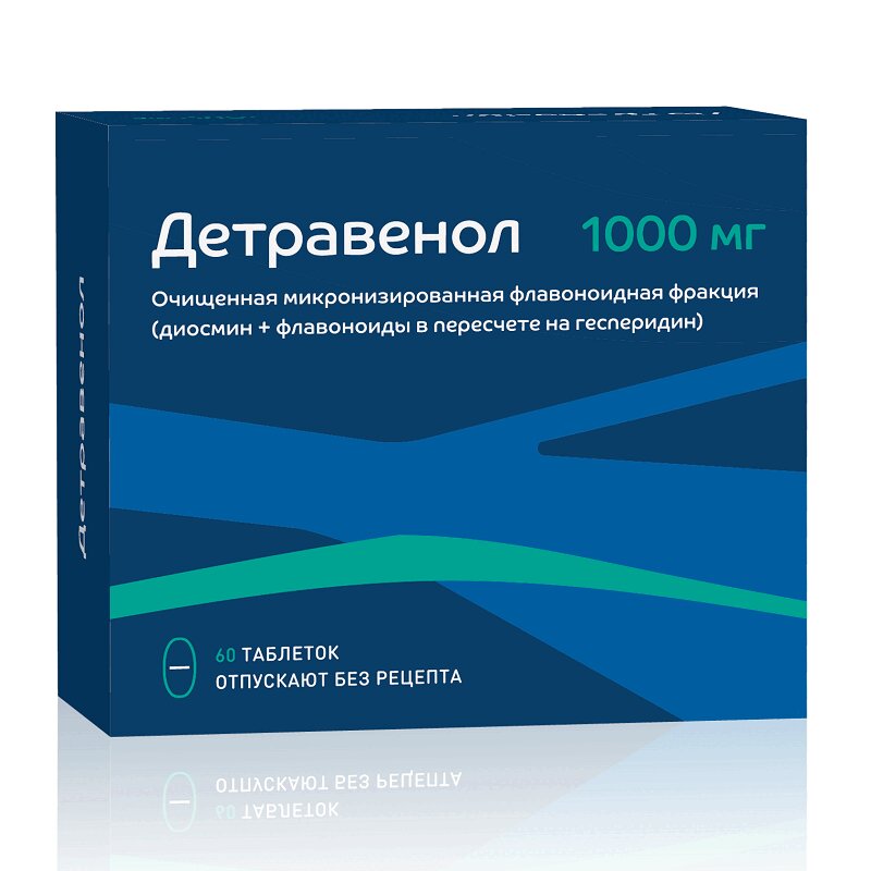 Детравенол таблетки 1000 мг 60 шт детравенол таб п о 1000мг 30
