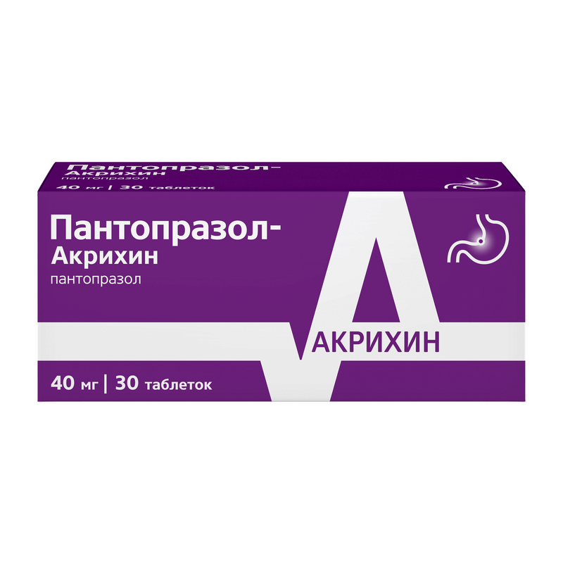 Изображение товара Пантопразол-Акрихин 40 мг таблетки 30 шт - эффективное средство от язвы и гастрита