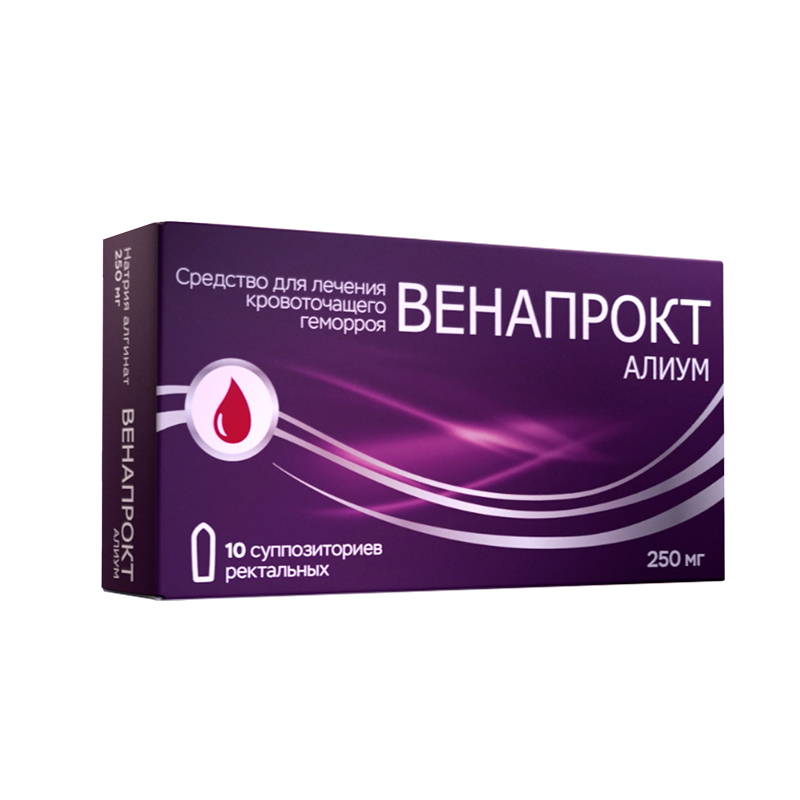 Изображение товара Венапрокт Алиум 250 мг суппозитории ректальные 10 шт для геморроя трещин