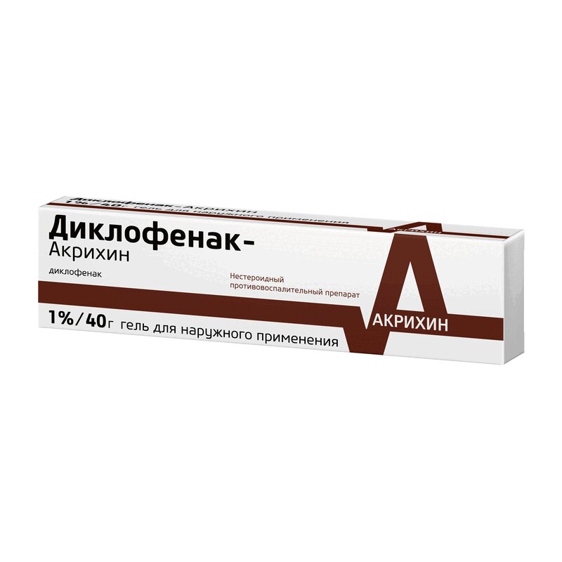 Диклофенак-Акрихин гель 1% туба 40 г клотримазол акрихин р р д наружн прим 1% фл 15мл