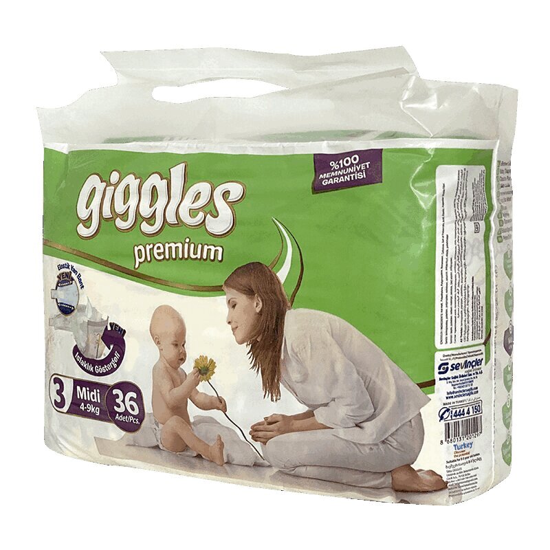 

Giggles Премиум Твин Миди Подгузники детские 4-9 кг 36 шт