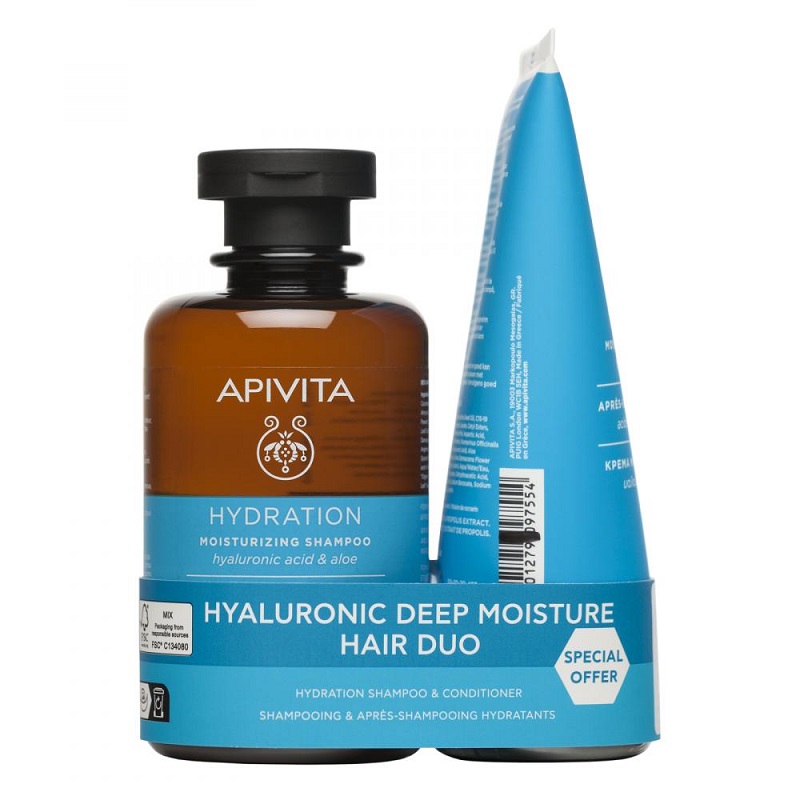 Apivita Набор для волос Увлажнение Гиалуроновая кислота-Алоэ (Шампунь 250 мл+Кондиционер 150 мл)