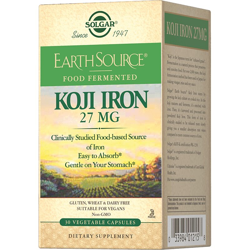 Solgar Железо 27 мг в ферментированной культуре Коджи 30 шт солгар коджи железо ферм капс 30