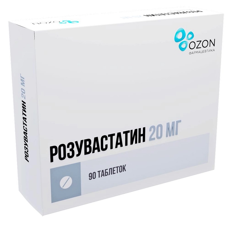Изображение товара Розувастатин 20 мг таблетки 90 шт - средство для снижения холестерина и профилактики сердечно-сосуд