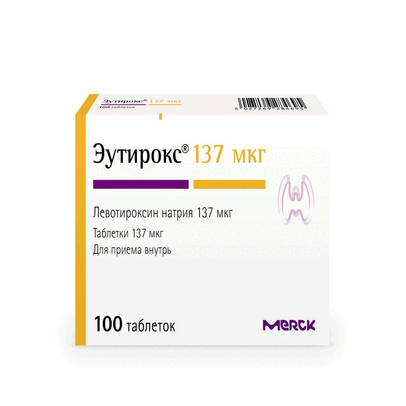 Изображение товара Эутирокс 137 мкг таблетки 100 шт - гипотиреоз, зоб, заместительная терапия